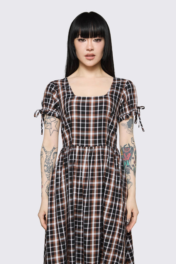 Dangerfield - Archangel Tartan Midi Dress - brown