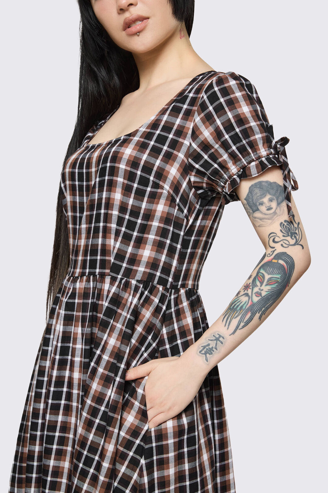 Dangerfield - Archangel Tartan Midi Dress - brown