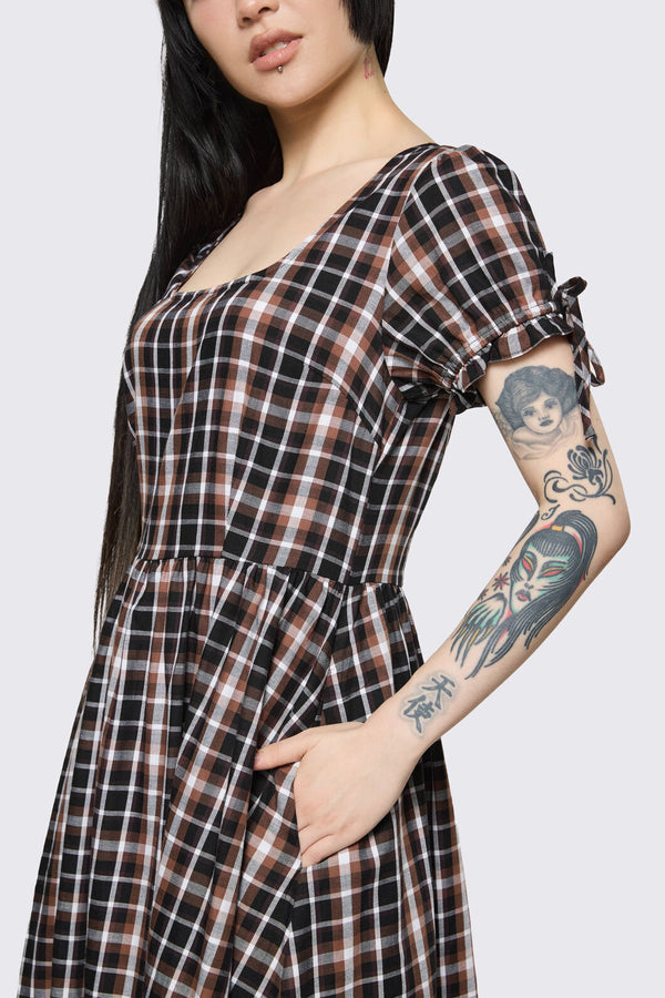 Dangerfield - Archangel Tartan Midi Dress - brown