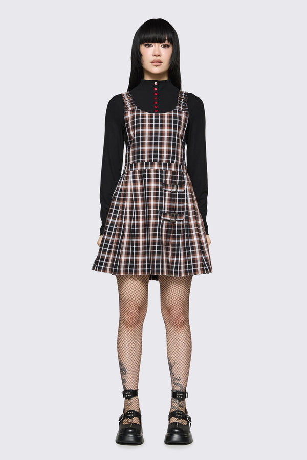 Dangerfield - Archangel Tartan Pleat Pinafore - brown
