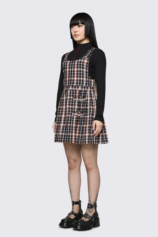 Dangerfield - Archangel Tartan Pleat Pinafore - brown