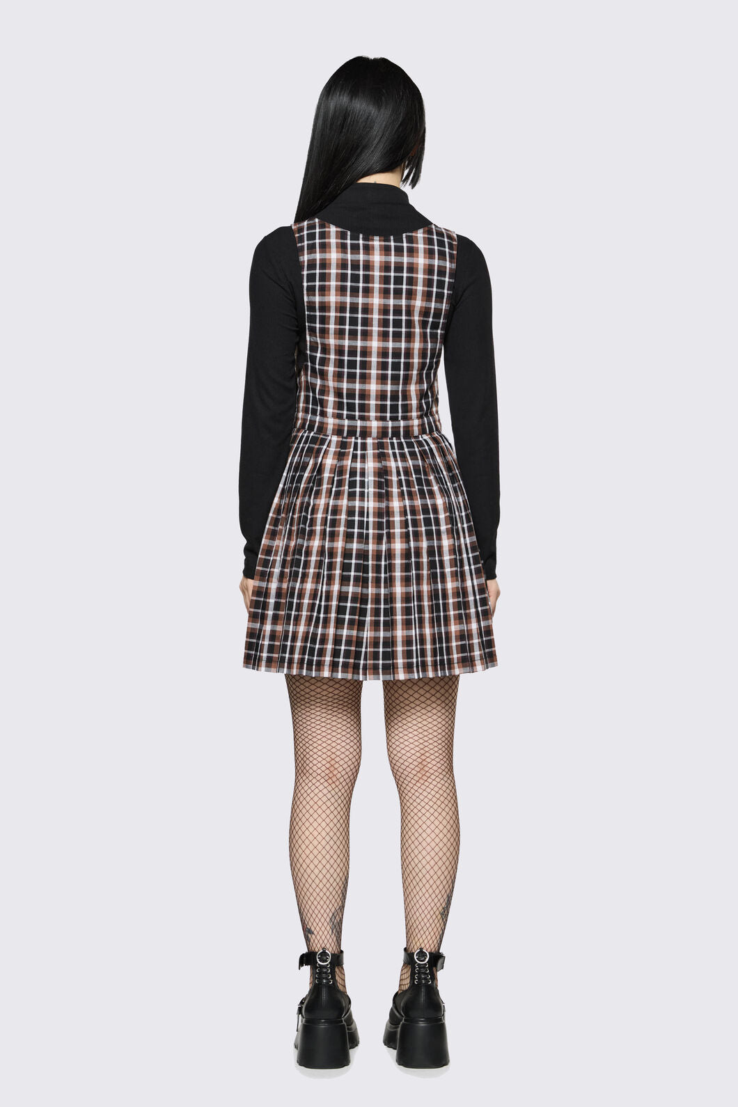 Dangerfield - Archangel Tartan Pleat Pinafore - brown
