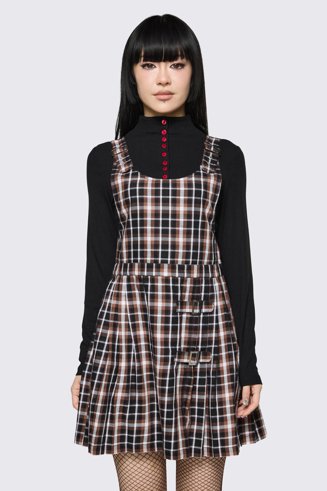Dangerfield - Archangel Tartan Pleat Pinafore - brown