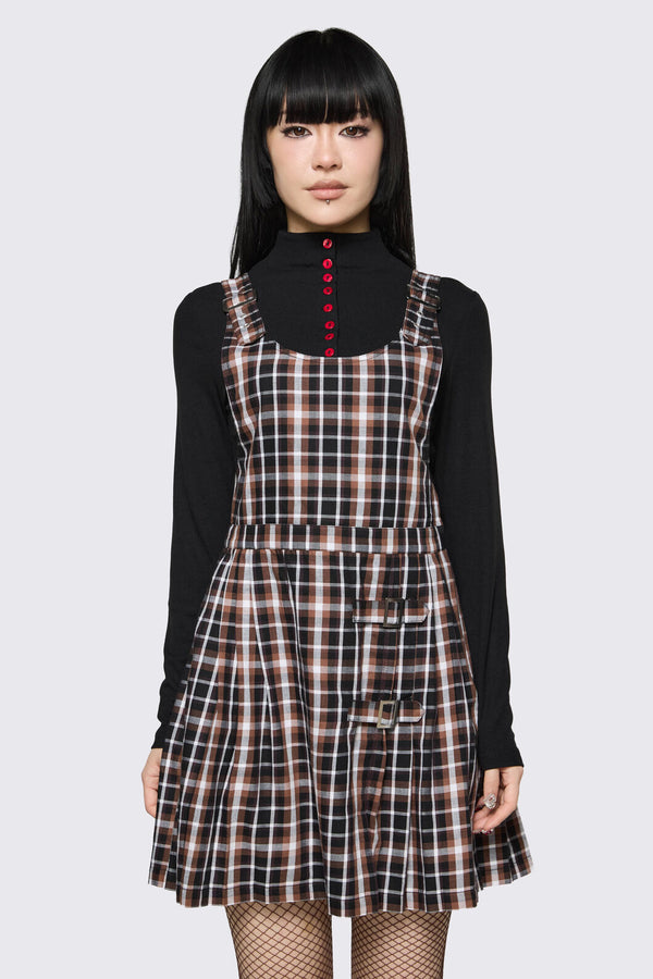 Dangerfield - Archangel Tartan Pleat Pinafore - brown