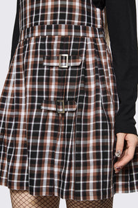 Dangerfield - Archangel Tartan Pleat Pinafore - brown