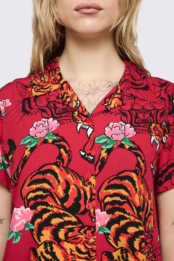 Dangerfield - Big Cat Blouse - red