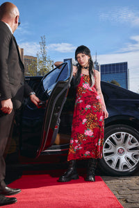 Dangerfield - Big Cat Midi Dress - red