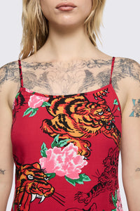 Dangerfield - Big Cat Midi Dress - red