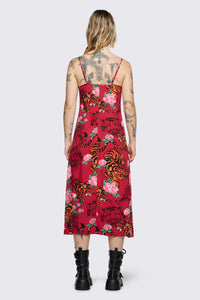 Dangerfield - Big Cat Midi Dress - red