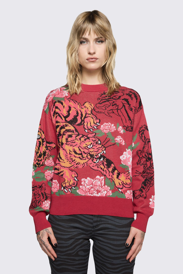 Dangerfield - Big Cat Knit - red
