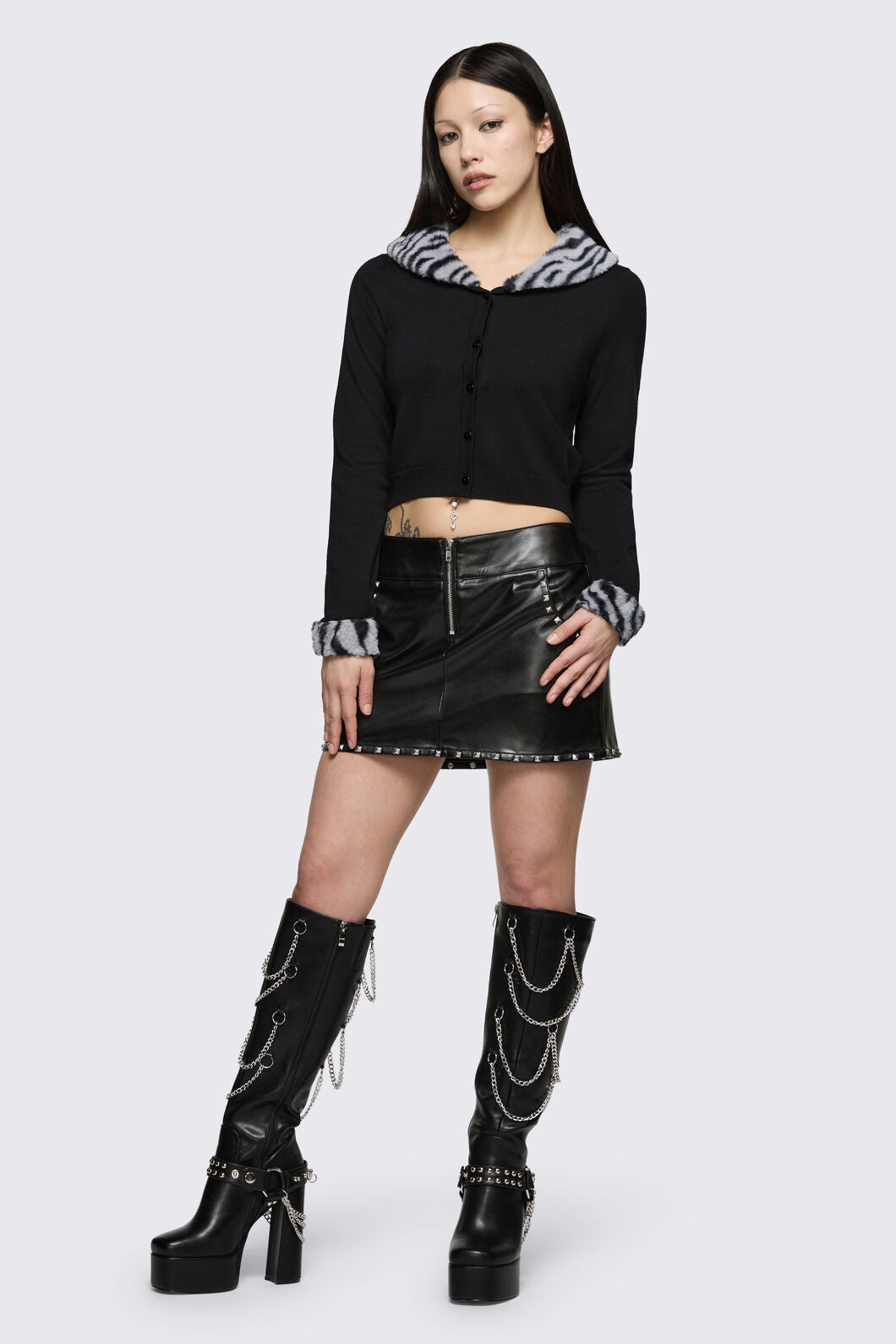 Dangerfield - Untamed Stripe Cardigan - black