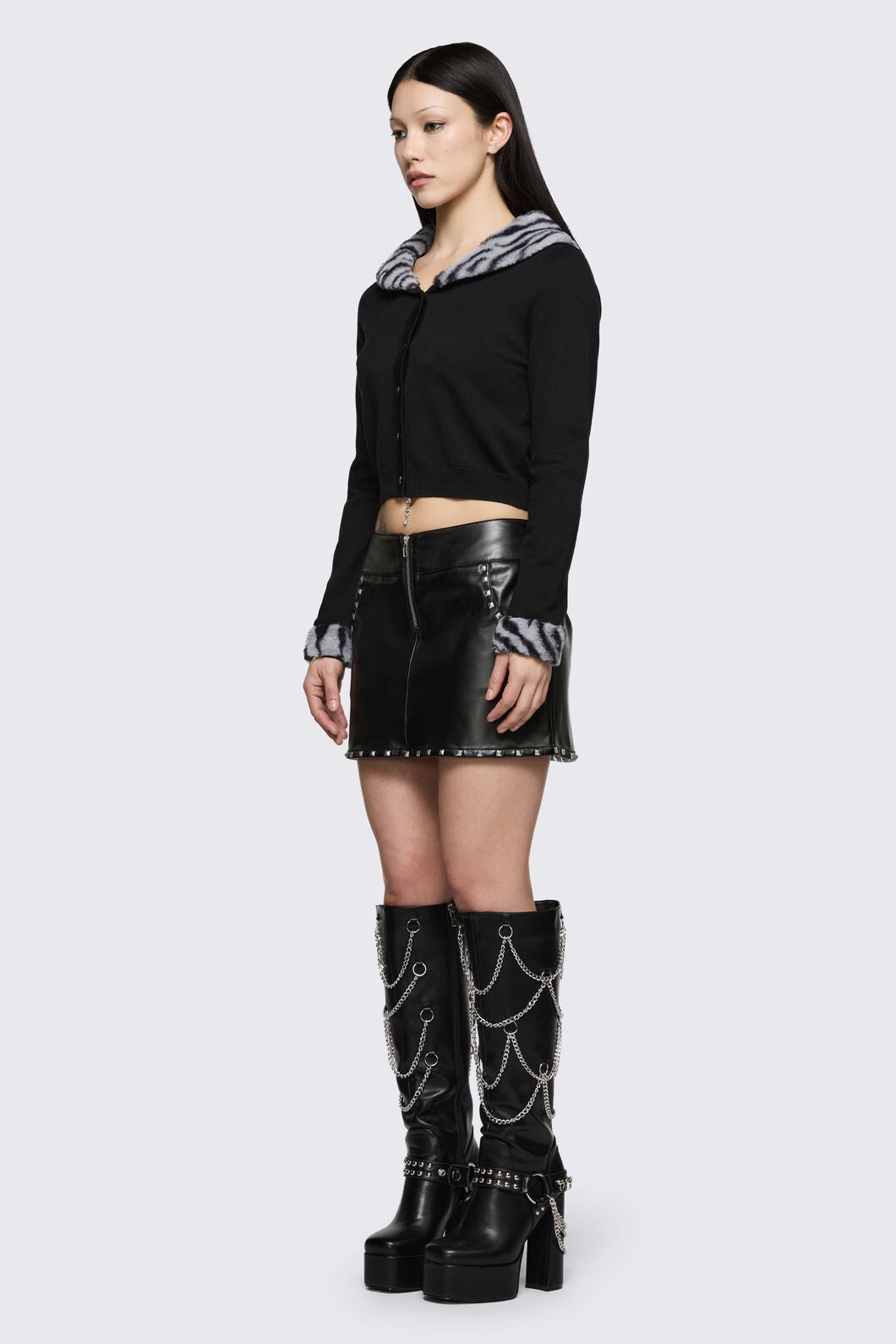 Dangerfield - Untamed Stripe Cardigan - black