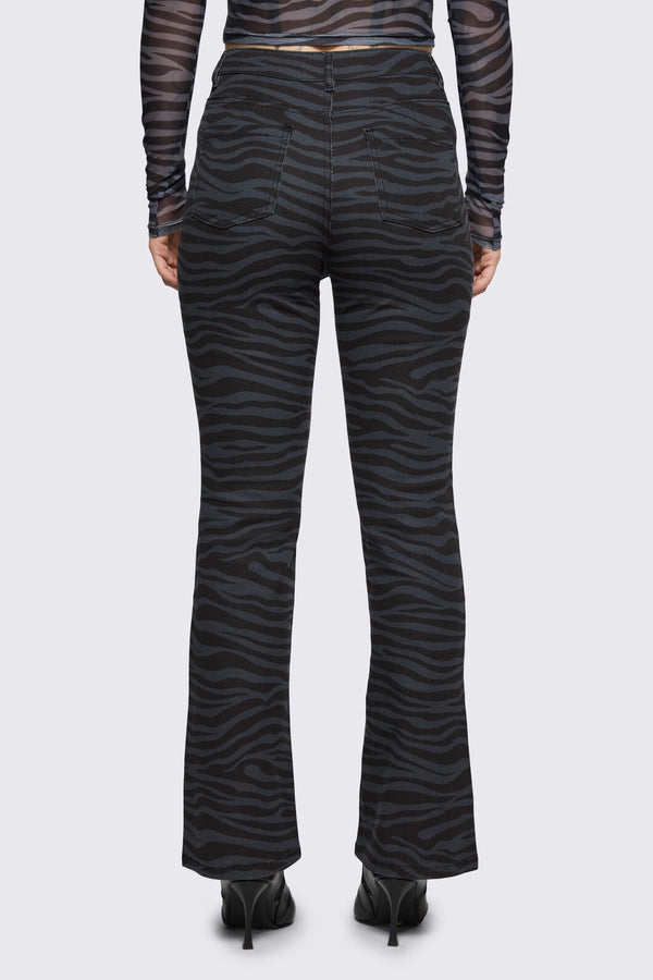 Dangerfield - Untamed Stripe Flare Jean - grey