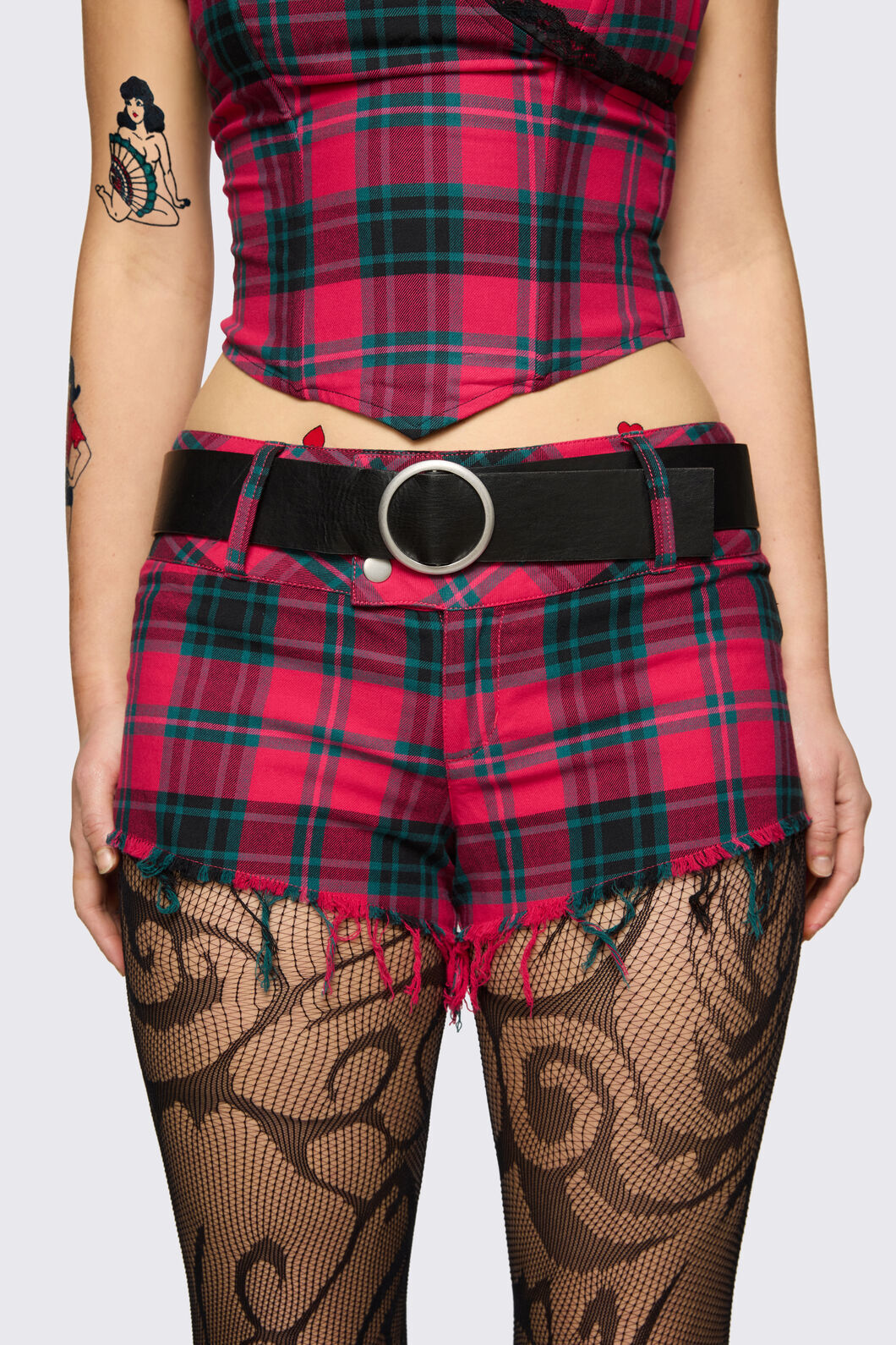 Dangerfield - Dizzy Tartan Micro Short - red