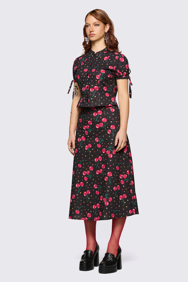 Dangerfield - Delulu Print Midi Skirt - black