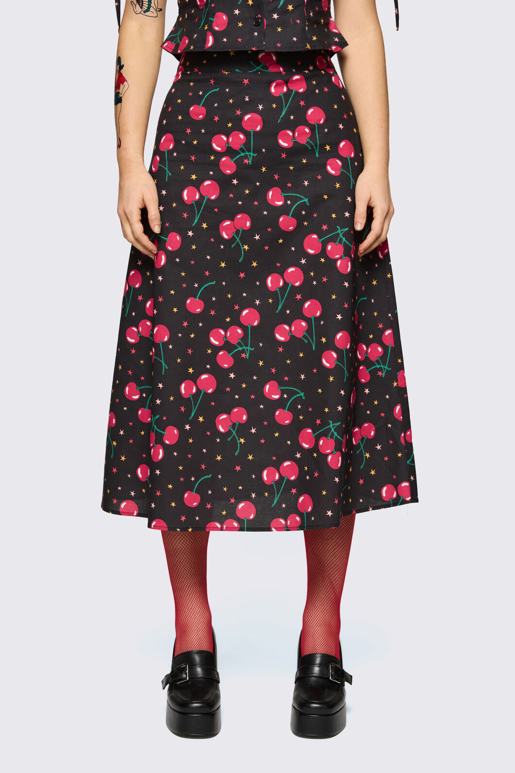 Dangerfield - Delulu Print Midi Skirt - black