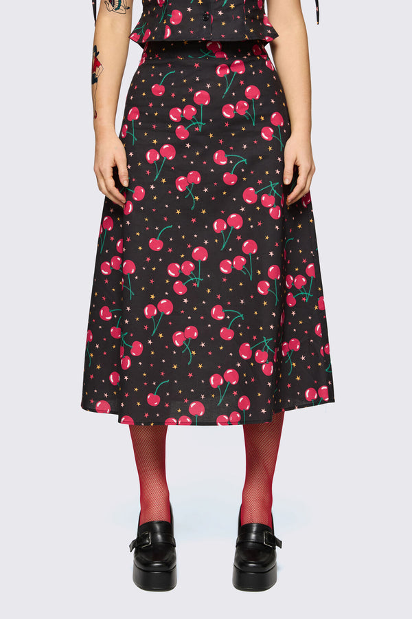Dangerfield - Delulu Print Midi Skirt - black