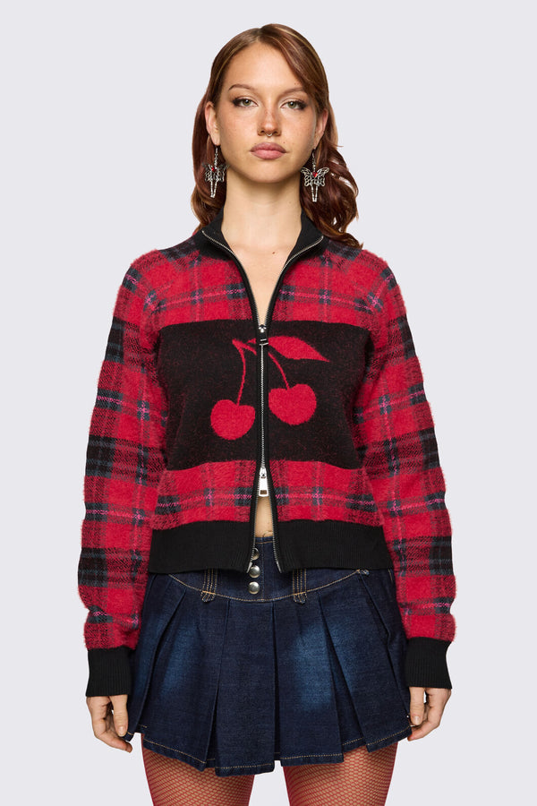 Dangerfield - Delulu Zipper Knit - red-black