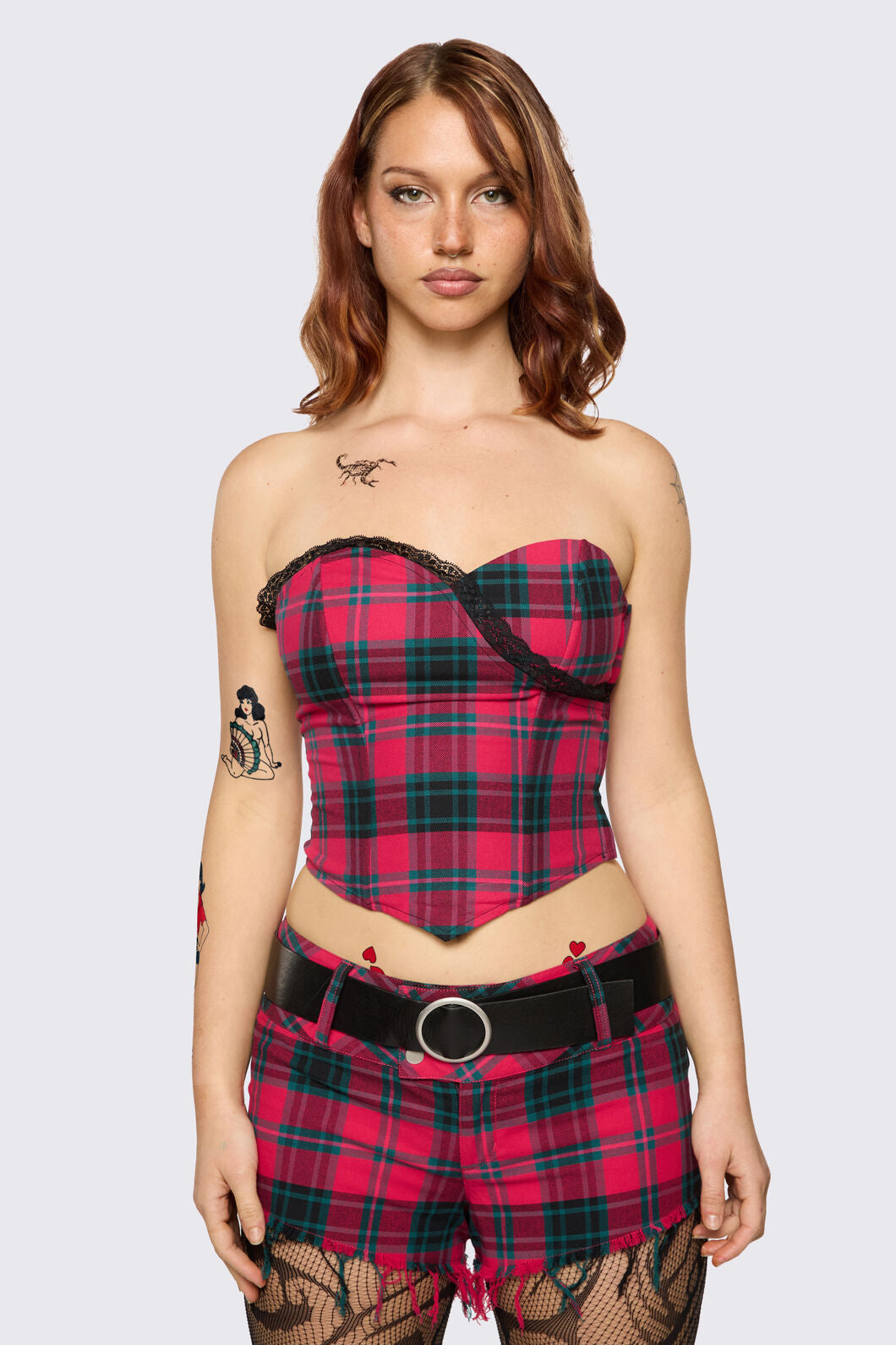Dangerfield - Dizzy Tartan Corset - red