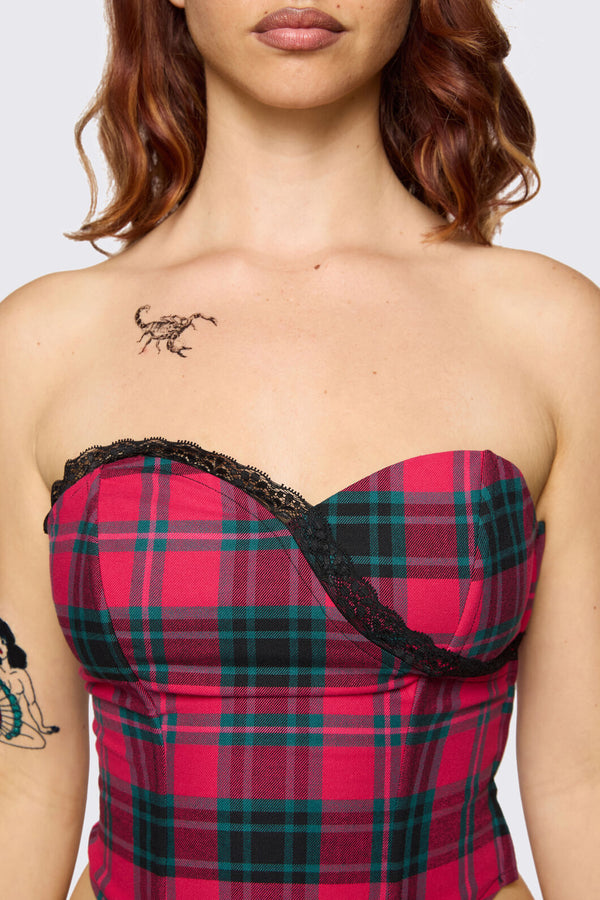 Dangerfield - Dizzy Tartan Corset - red