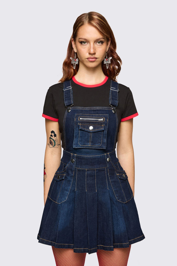 Dangerfield - Dizzy Denim Pinafore - navy