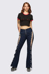 Dangerfield - Dizzy Lace Up Flares - navy
