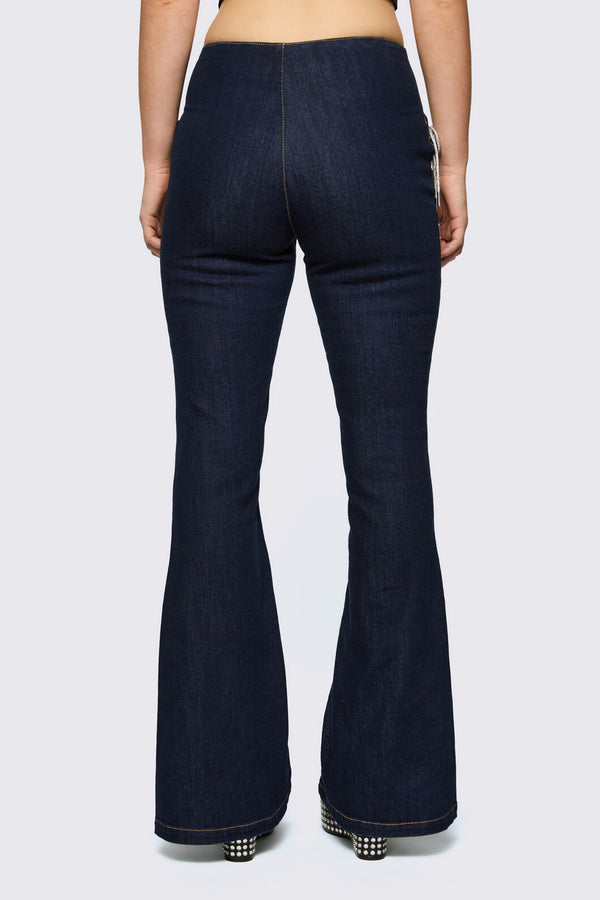 Dangerfield - Dizzy Lace Up Flares - navy