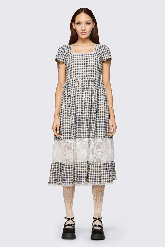 Dangerfield - Darling Gingham Dress - black-white