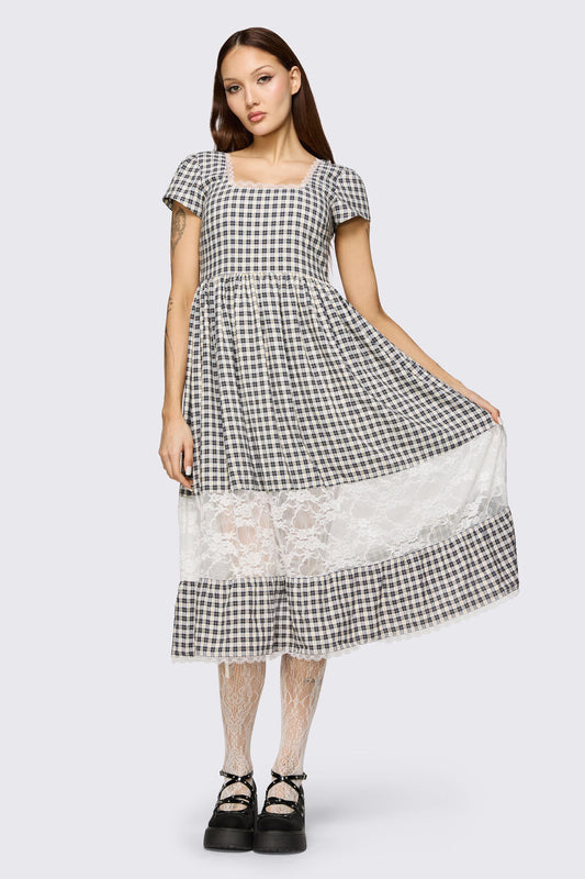 Dangerfield - Darling Gingham Dress - black-white