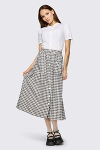 Dangerfield - Darling Gingham Midi Skirt - black-white