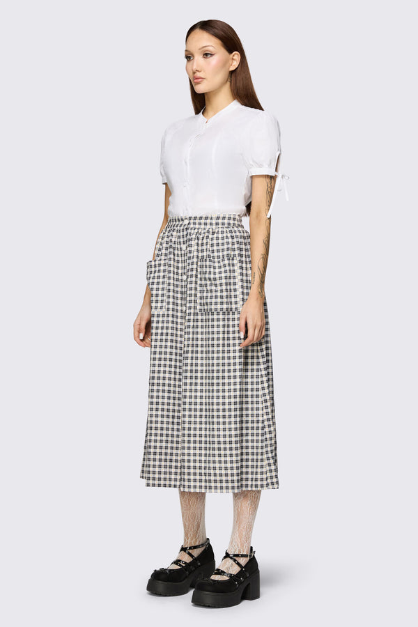 Dangerfield - Darling Gingham Midi Skirt - black-white