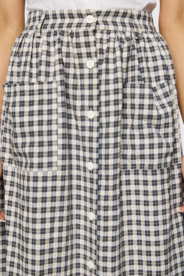 Dangerfield - Darling Gingham Midi Skirt - black-white