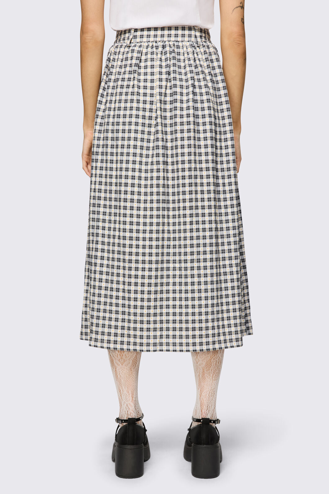 Dangerfield - Darling Gingham Midi Skirt - black-white