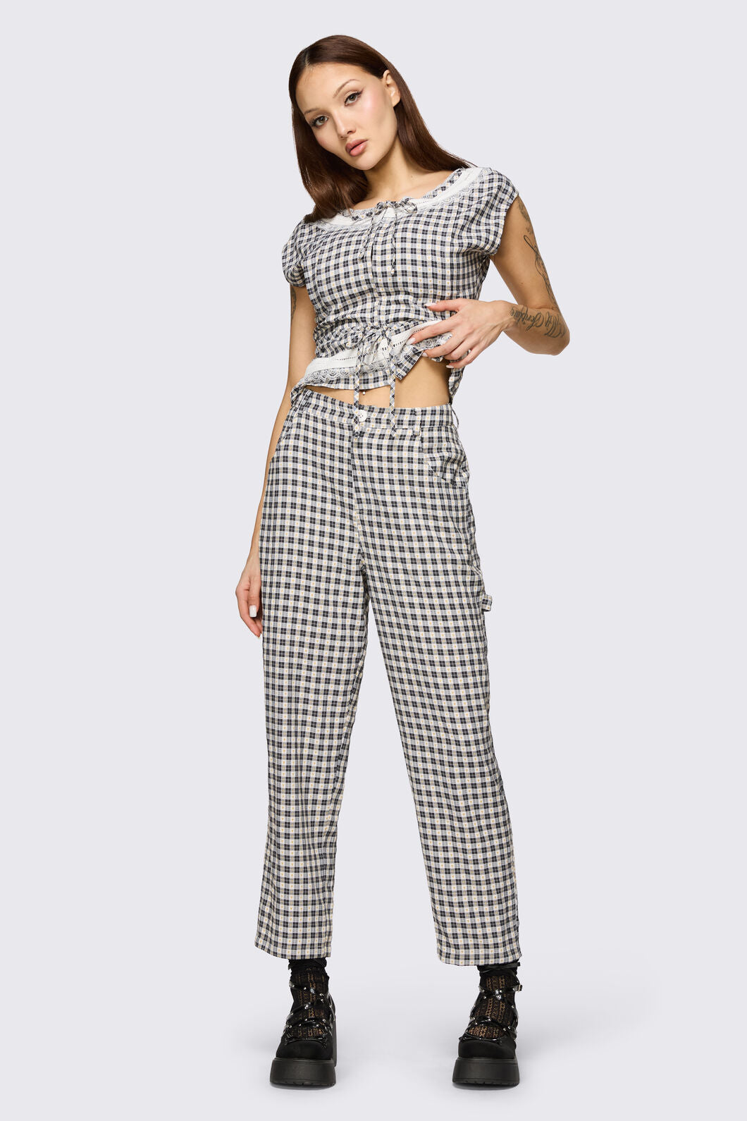Dangerfield - Darling Gingham Cargo - black-white