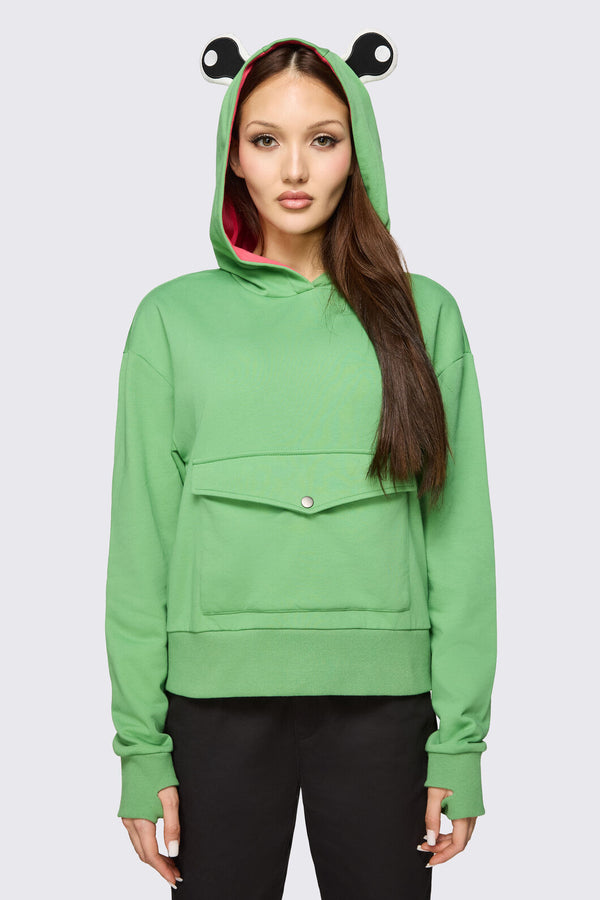 Dangerfield - Cute Frog Hoodie - green
