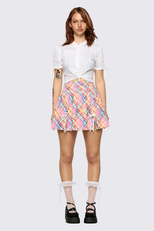 Dangerfield - Sweetpea Tartan Skirt - rainbow