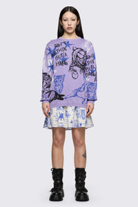 Dangerfield - Sketchy Long Sleeve Jumper - purple