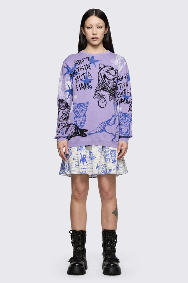 Dangerfield - Sketchy Long Sleeve Jumper - purple
