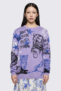 Dangerfield - Sketchy Long Sleeve Jumper - purple