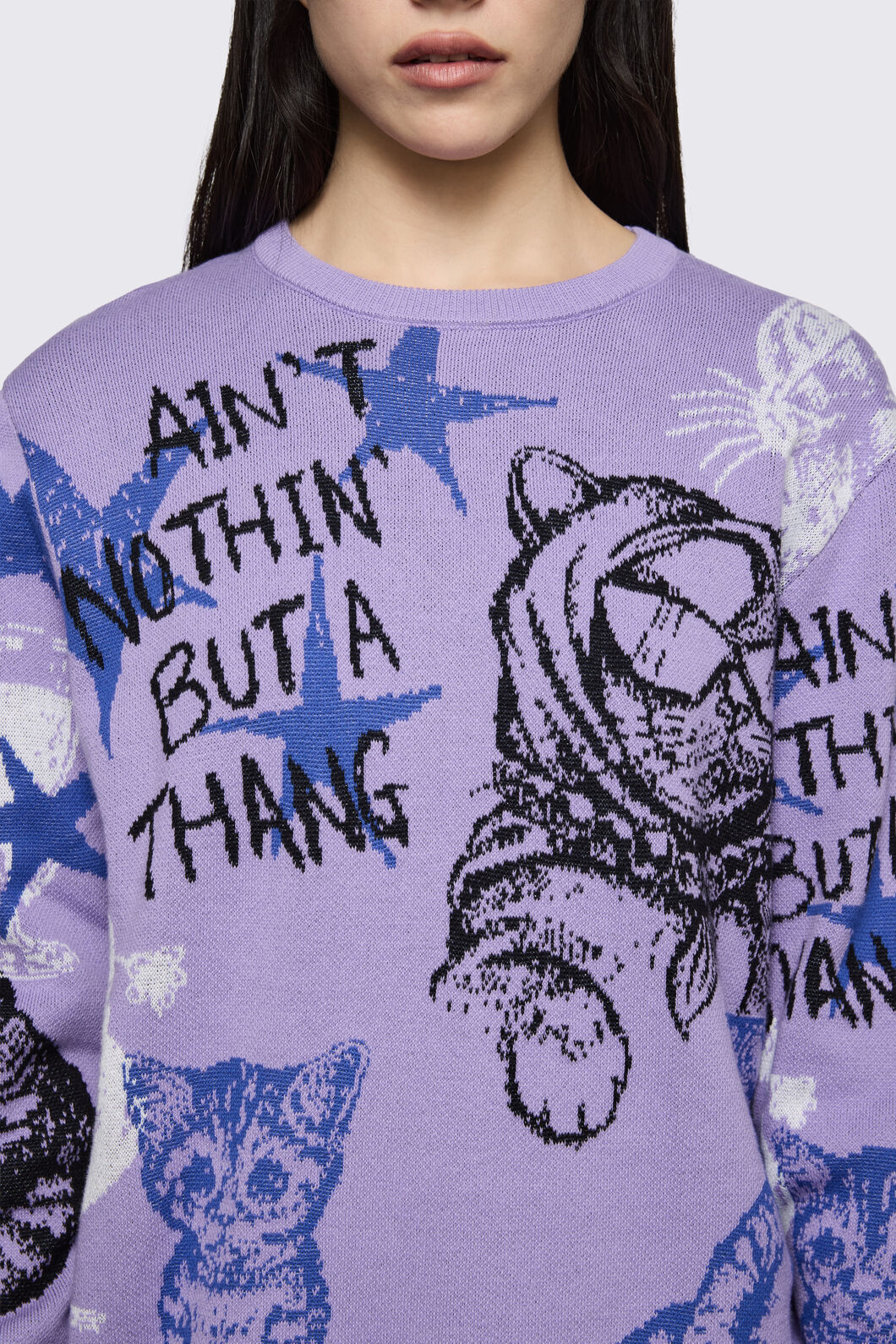 Dangerfield - Sketchy Long Sleeve Jumper - purple