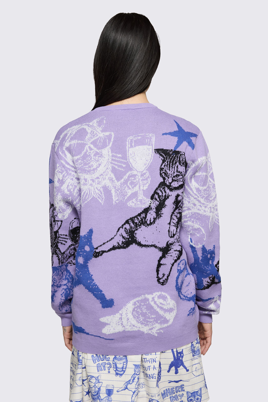 Dangerfield - Sketchy Long Sleeve Jumper - purple