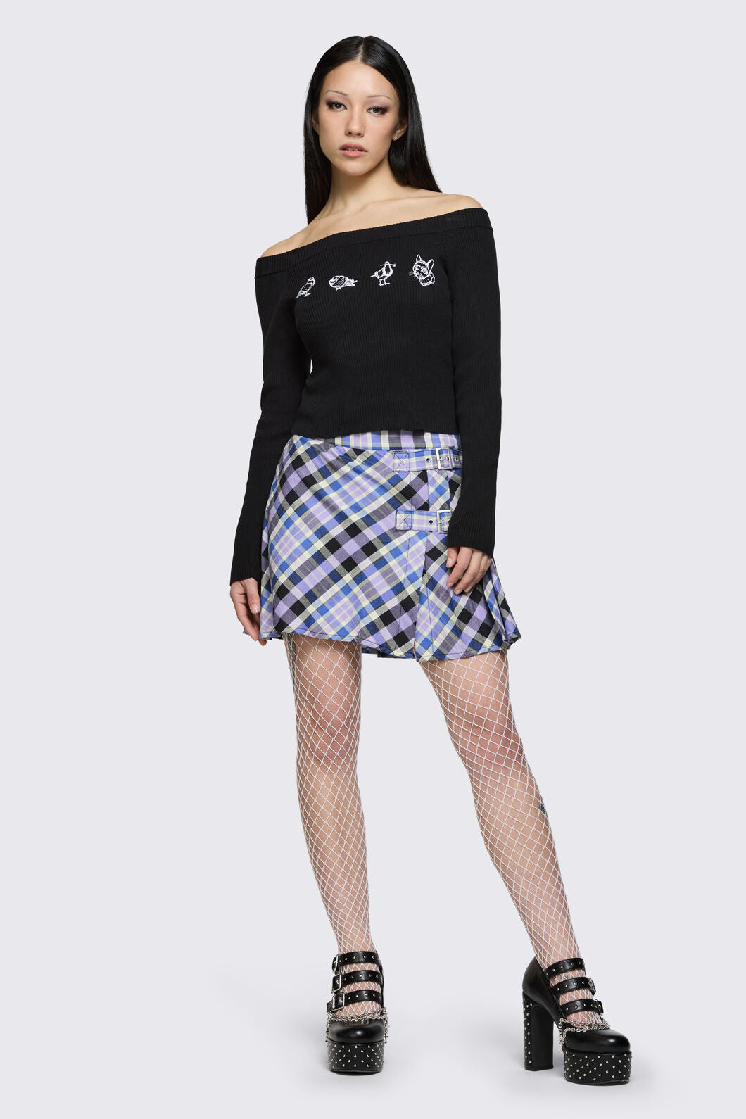 Dangerfield - Sketchy Off The Shoulder Knit - black