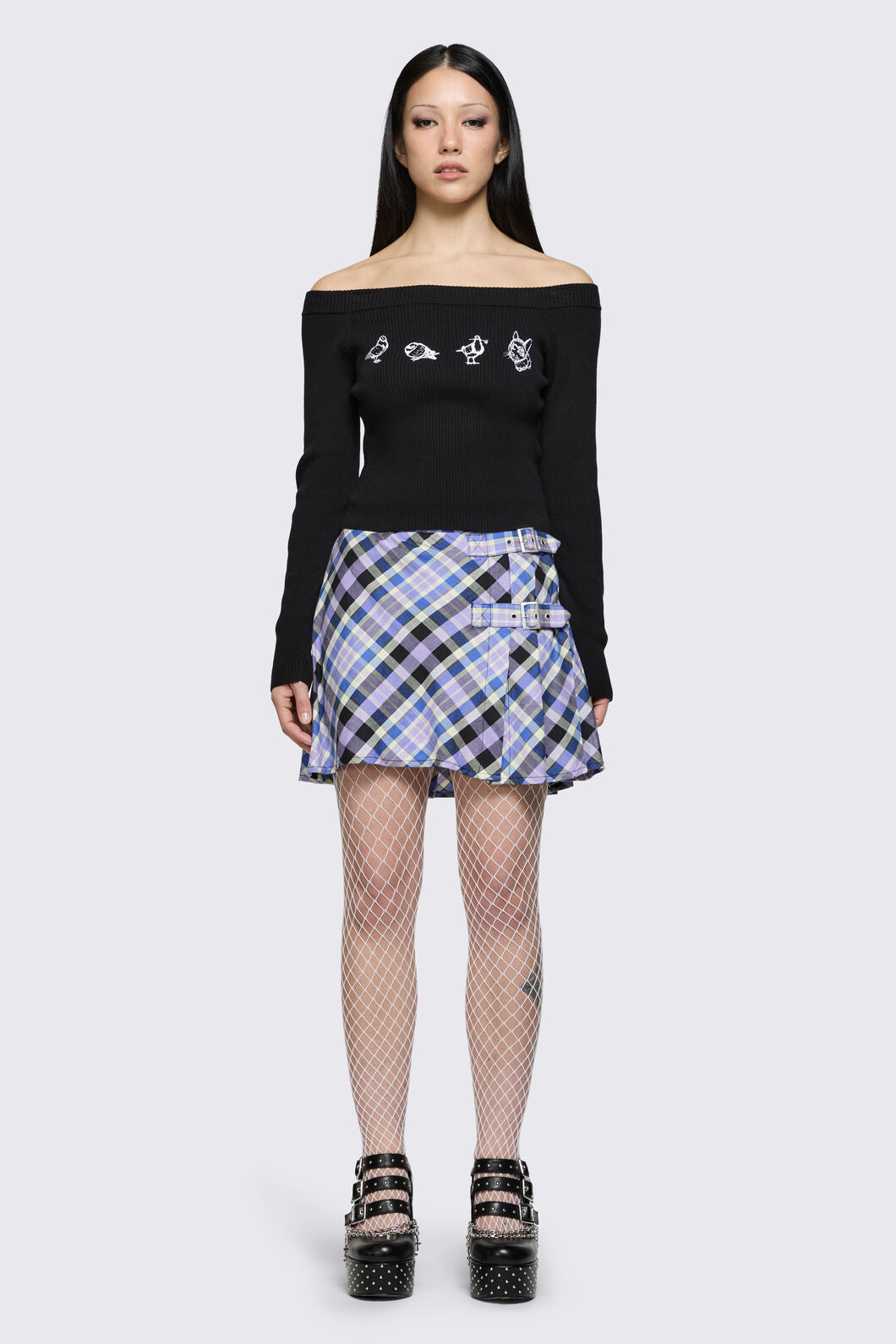 Dangerfield - Sketchy Off The Shoulder Knit - black