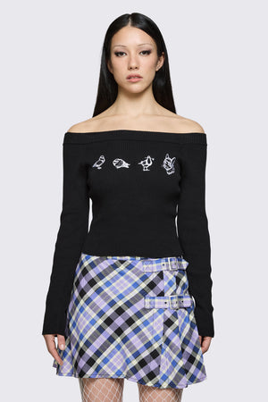 Dangerfield - Sketchy Off The Shoulder Knit - black