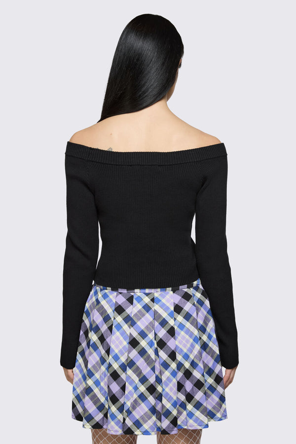 Dangerfield - Sketchy Off The Shoulder Knit - black