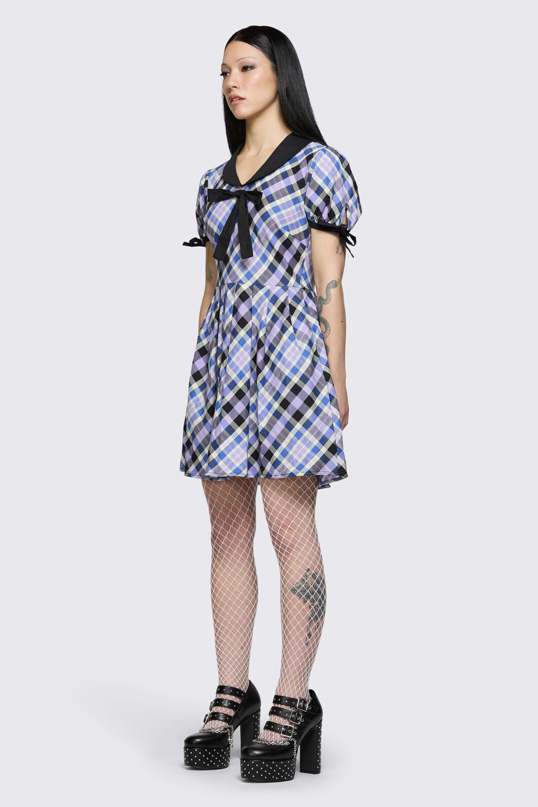 Dangerfield - Sketchy Tartan Sailor Dress - multi