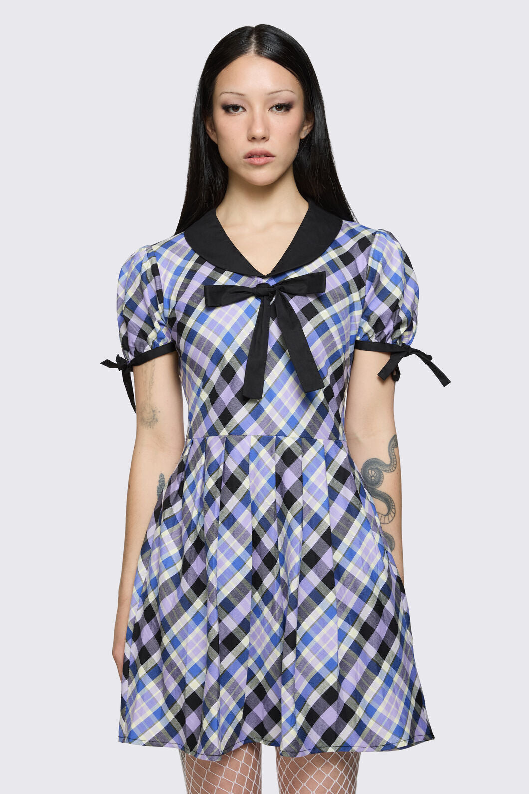 Dangerfield - Sketchy Tartan Sailor Dress - multi