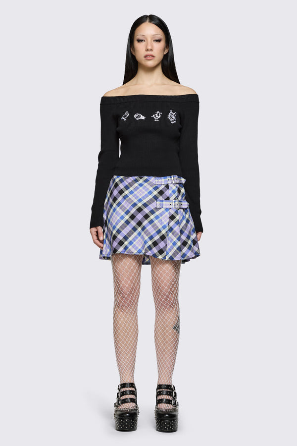 Dangerfield - Sketchy Tartan Strap Skort - multi