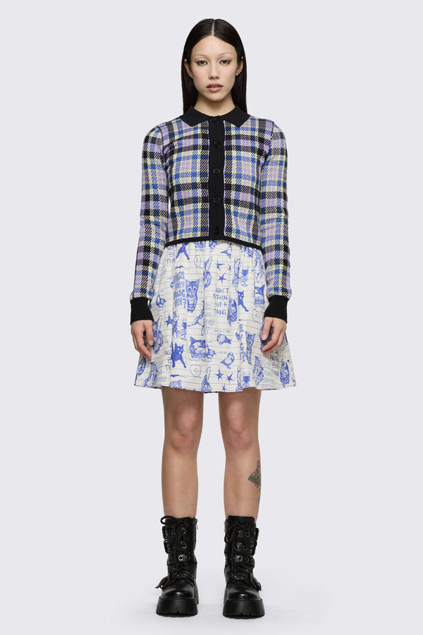 Dangerfield - Sketchy Tartan Knit Cardigan - multi