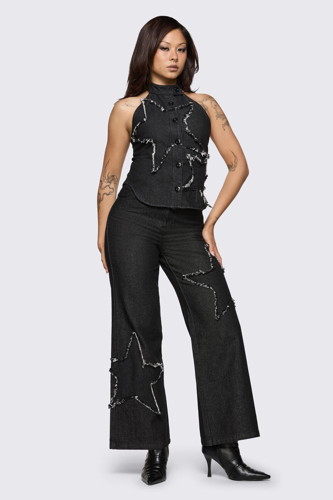 Dangerfield - Sketchy Patch Wide Leg Jean - black